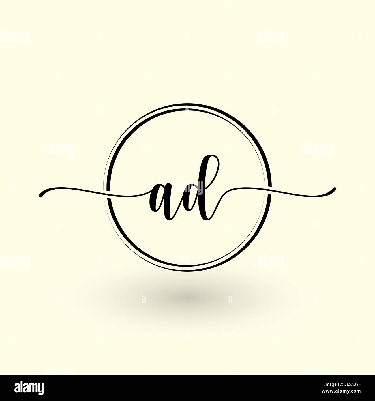 AD letter circle line logo Stock Vector