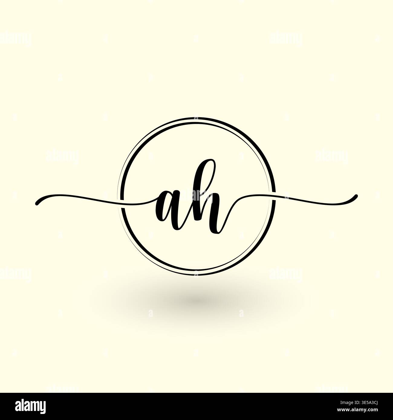 AH letter circle line logo Stock Vector