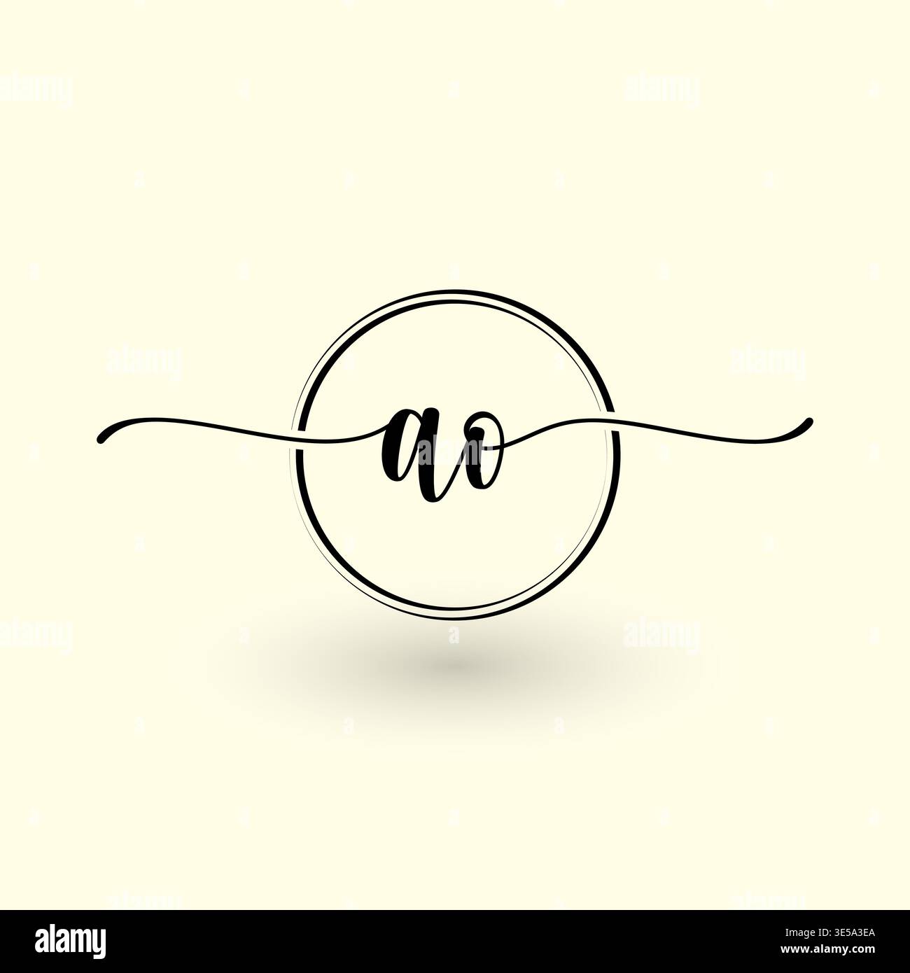 AO letter circle line logo Stock Vector