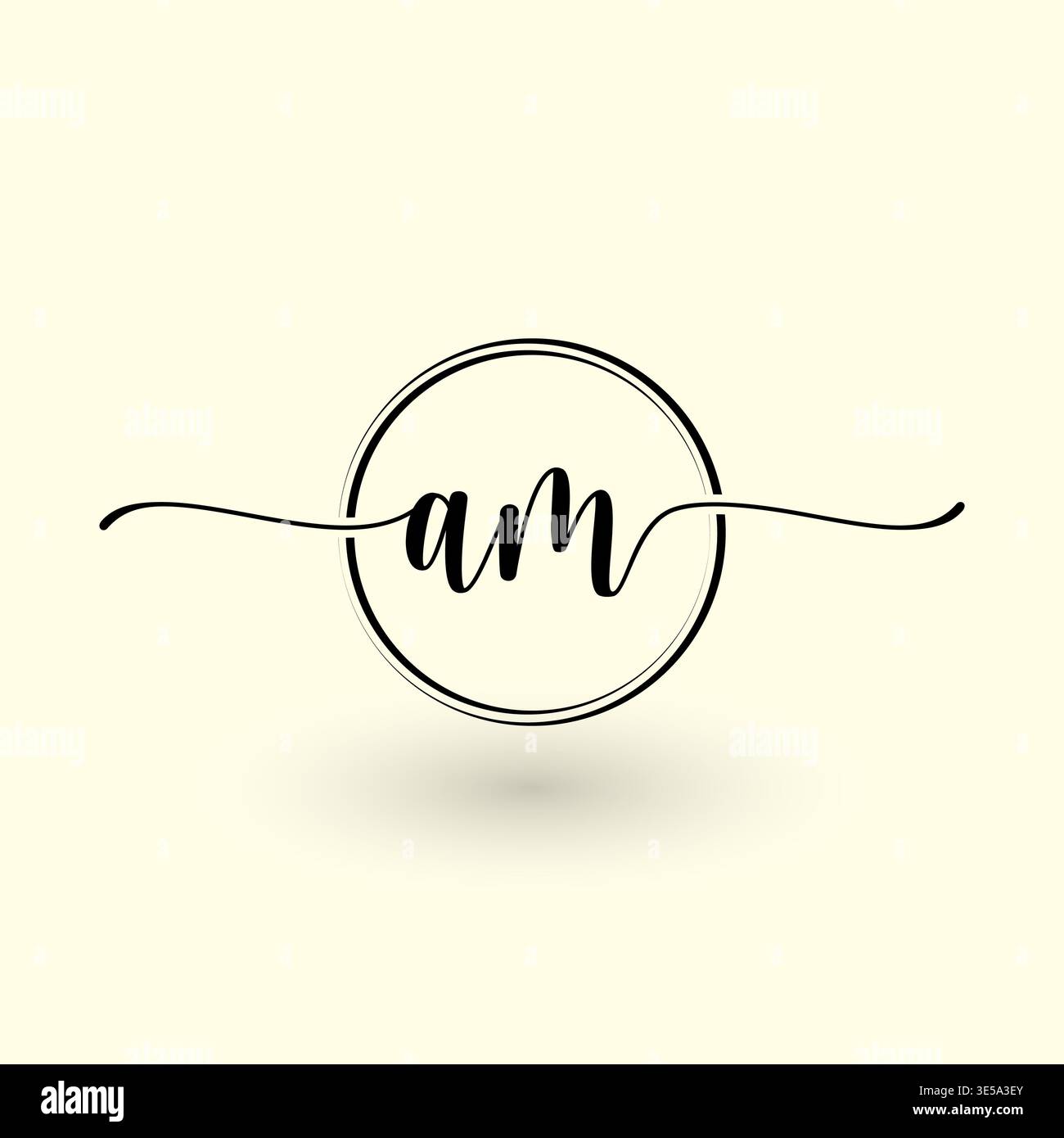 AM letter circle line logo Stock Vector