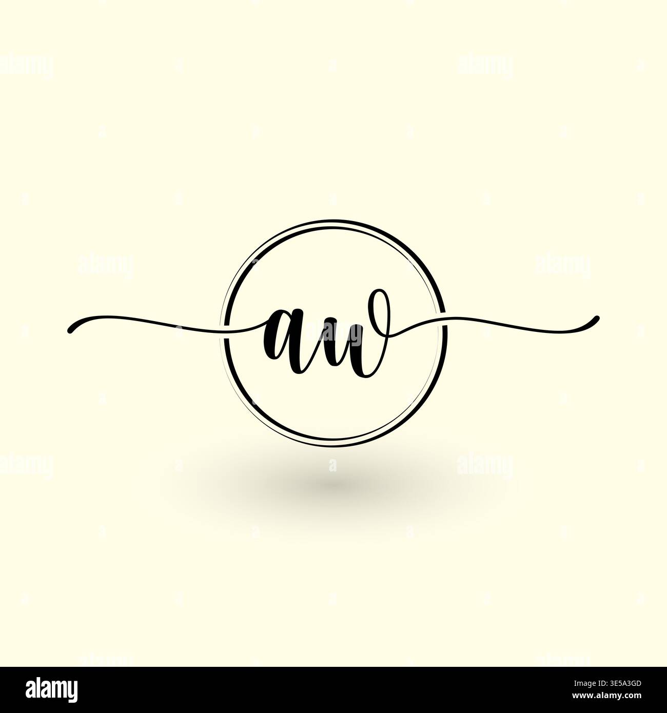 AW letter circle line logo Stock Vector