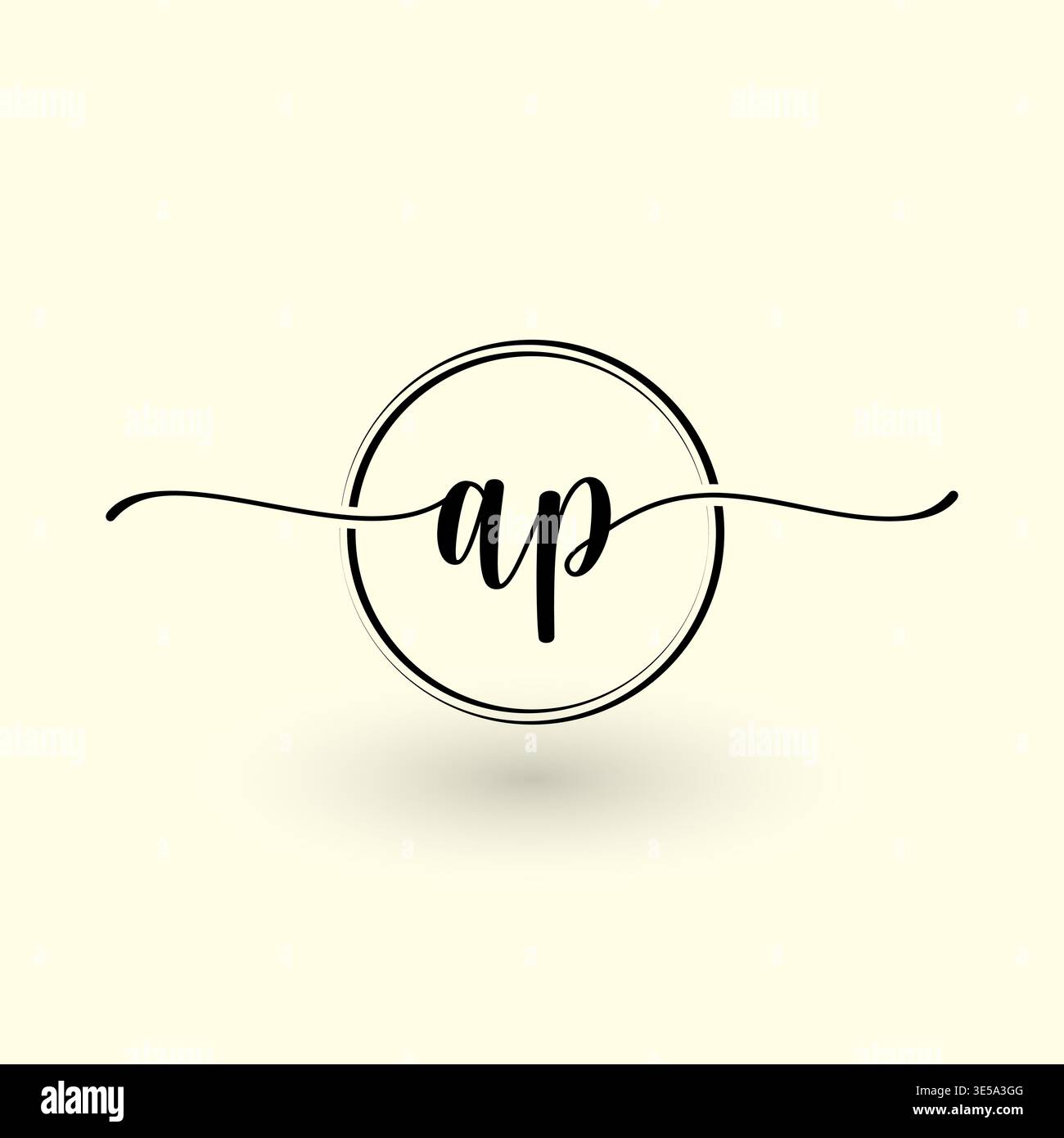 AP letter circle line logo Stock Vector