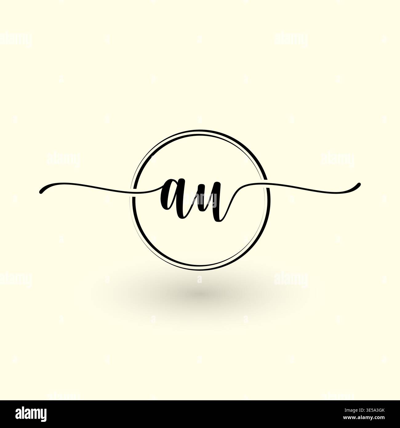 AU letter circle line logo Stock Vector