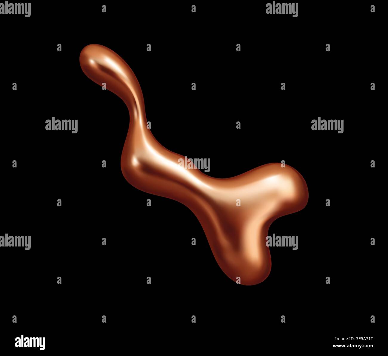 Copper metal drop, blob and liquid shape Stock Vector