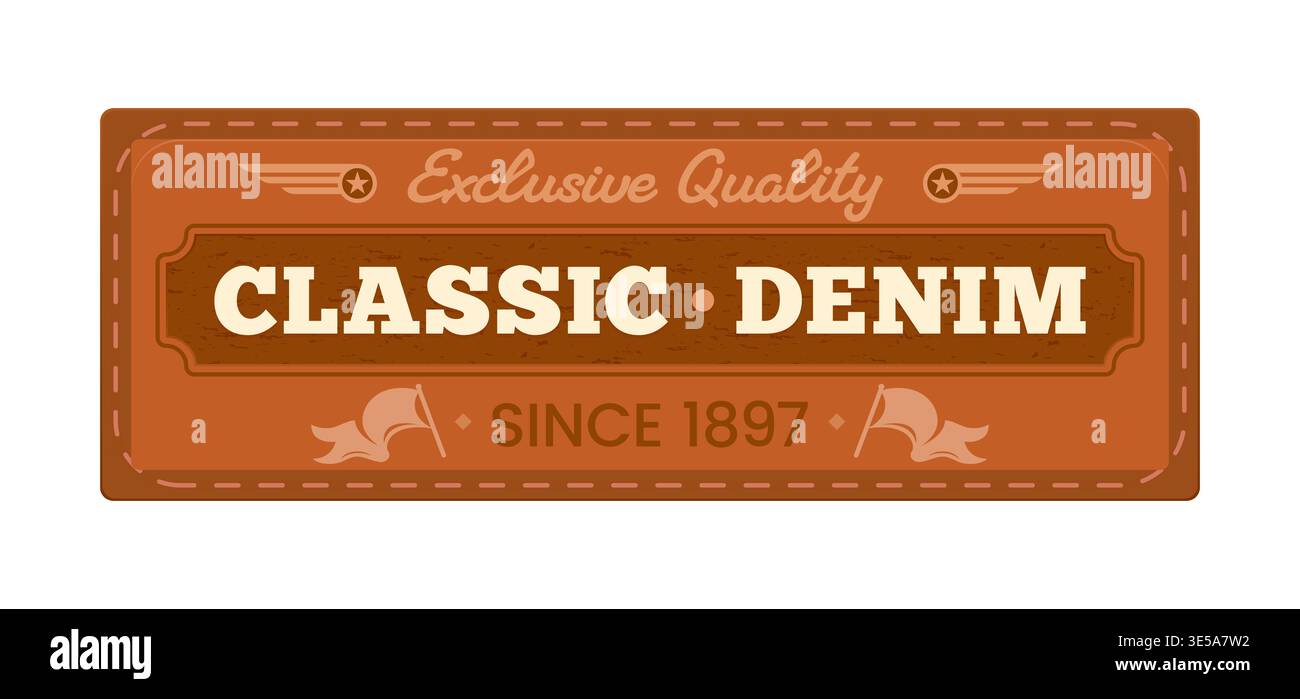 Clothing classic brown rectangle leather patch Stock Vector