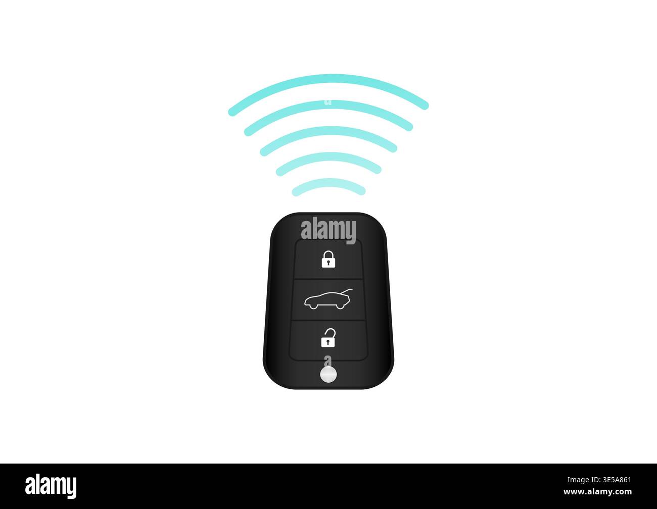 Car Key Remote Control. Smart Car Key or Keyless Wifi System. Vector Illustration. Stock Vector