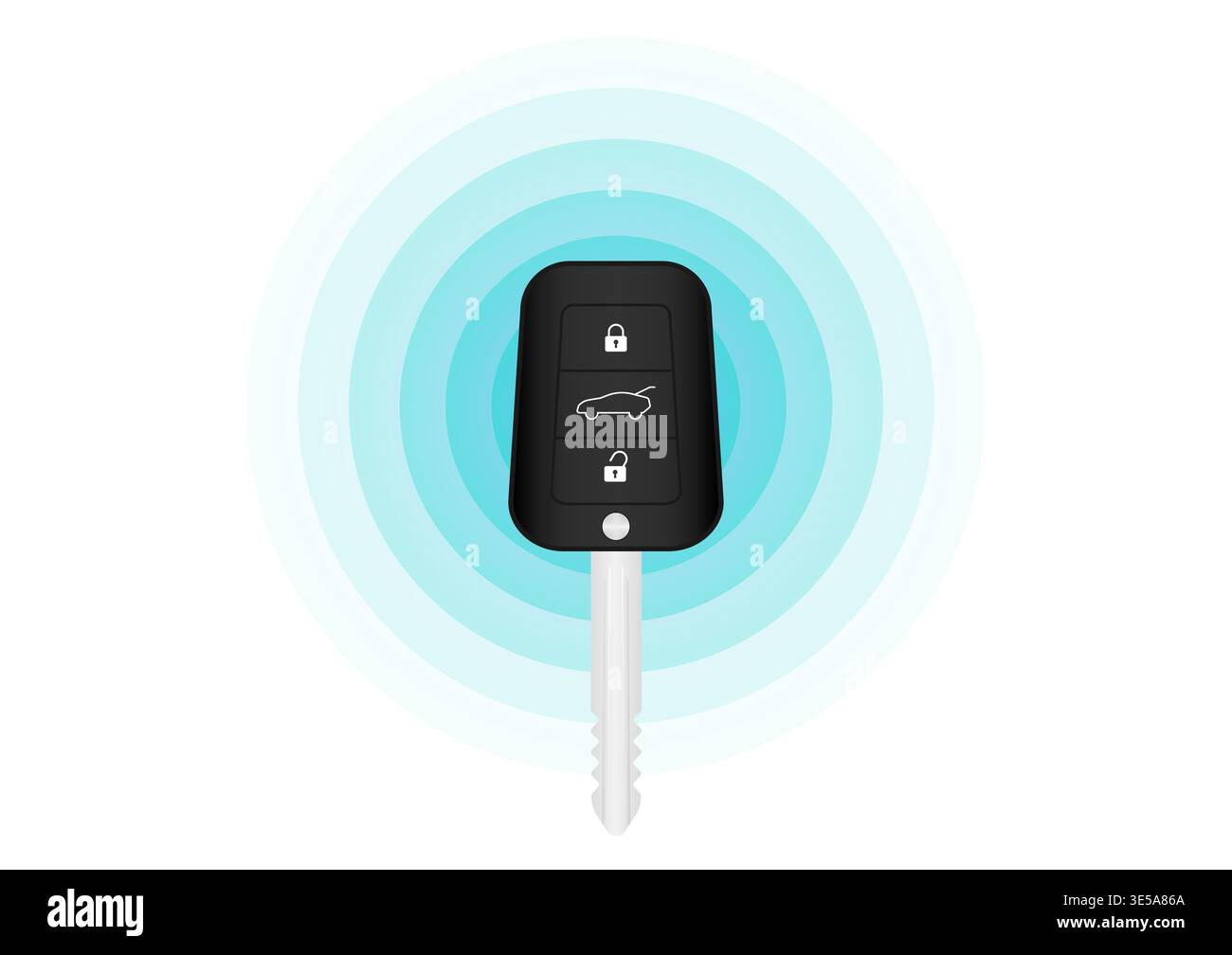 Car Key Remote Control. Smart Car Key or Keyless Wifi System. Vector Illustration. Stock Vector