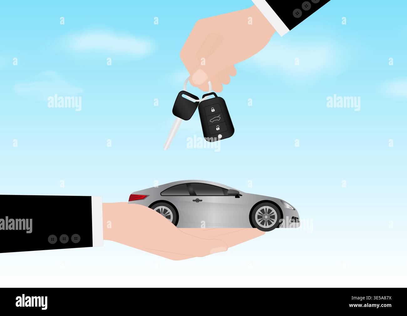 Hand Holding Car Key with Car. Buying Car or Renting Car Concept ...