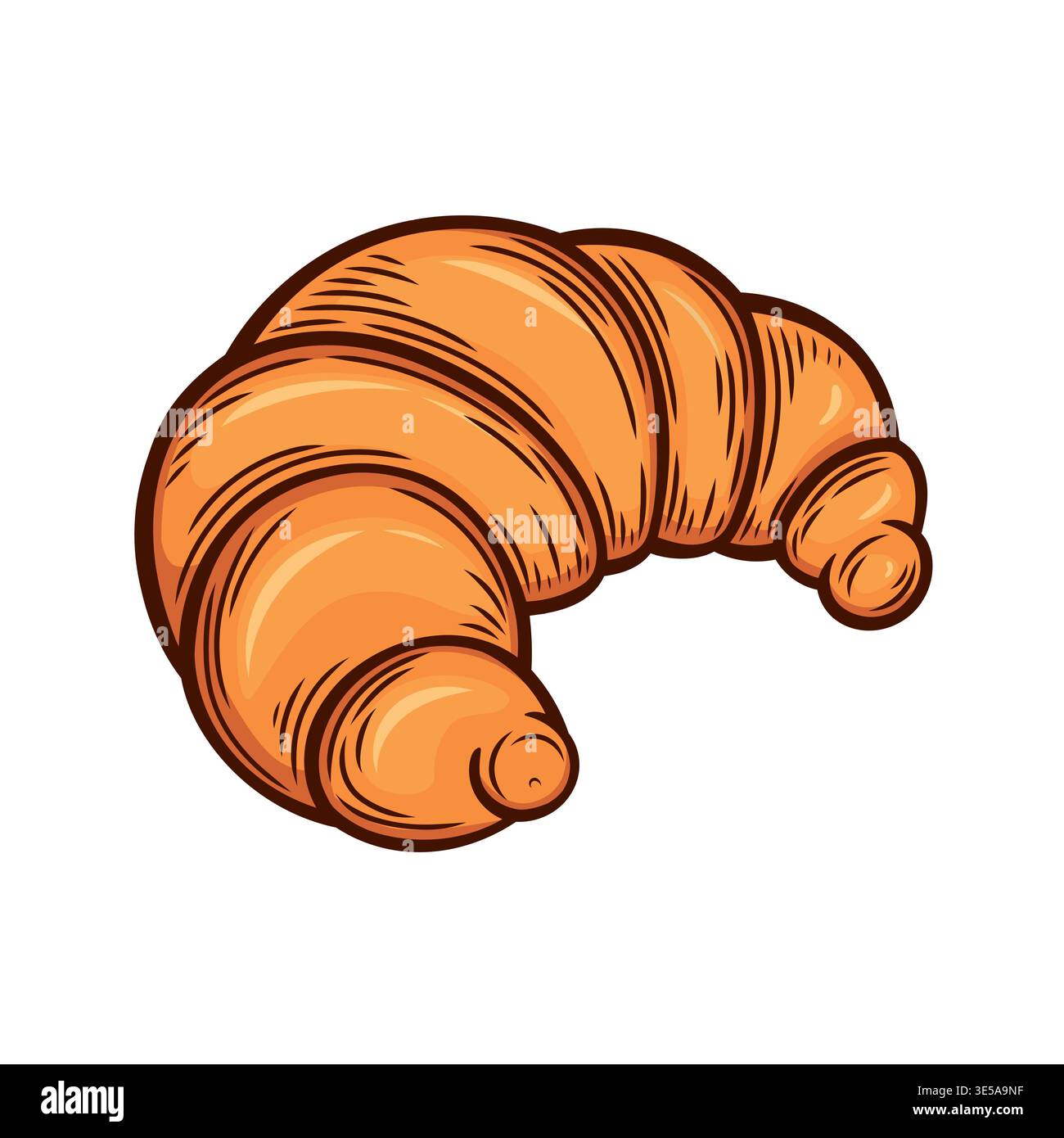 Croissant drawn in engraving style Stock Vector