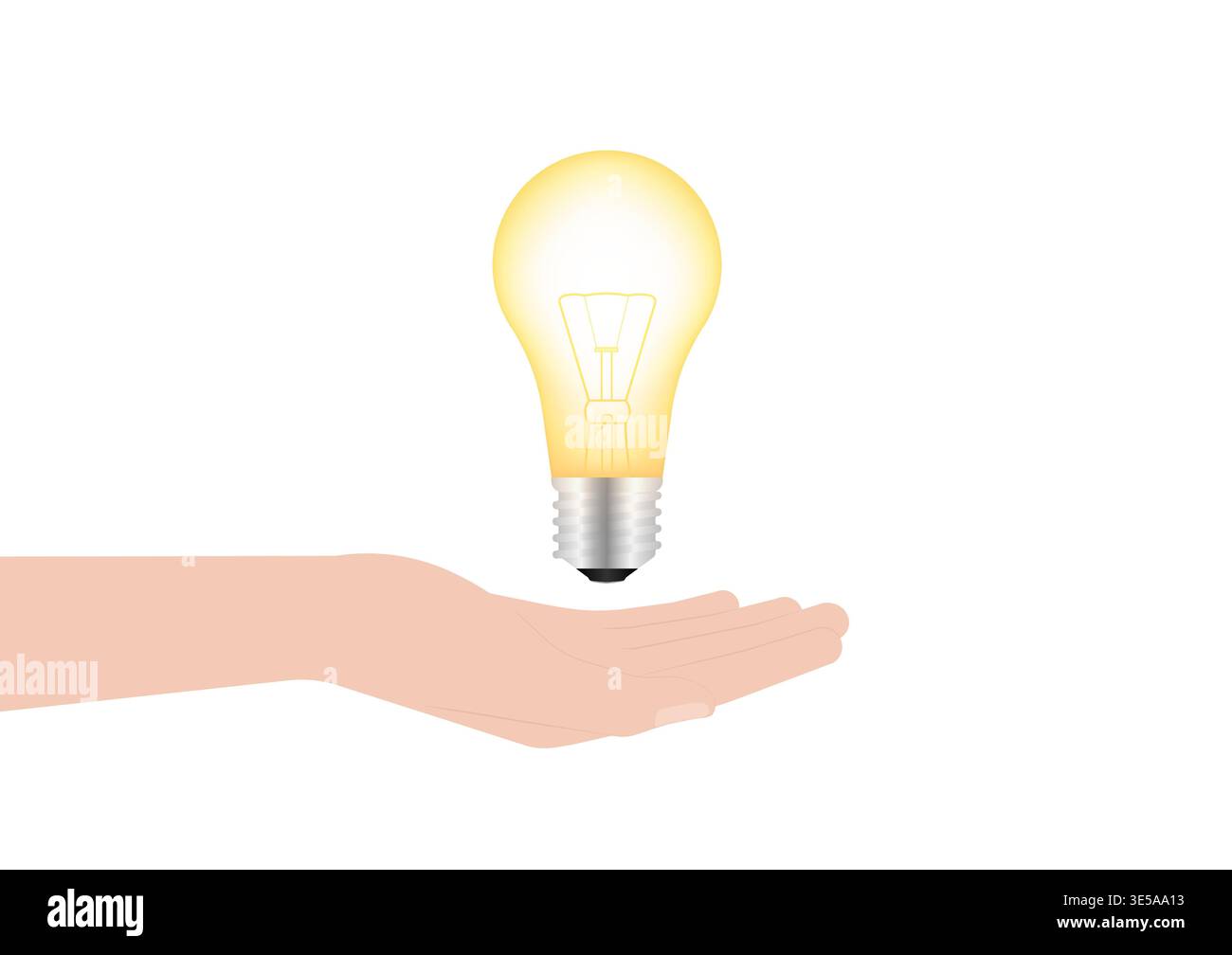 Hand Holding Light Bulb. Saving Electricity and Energy. Green Energy or Renewable Energy. Eco- Friendly Concept. Stock Vector