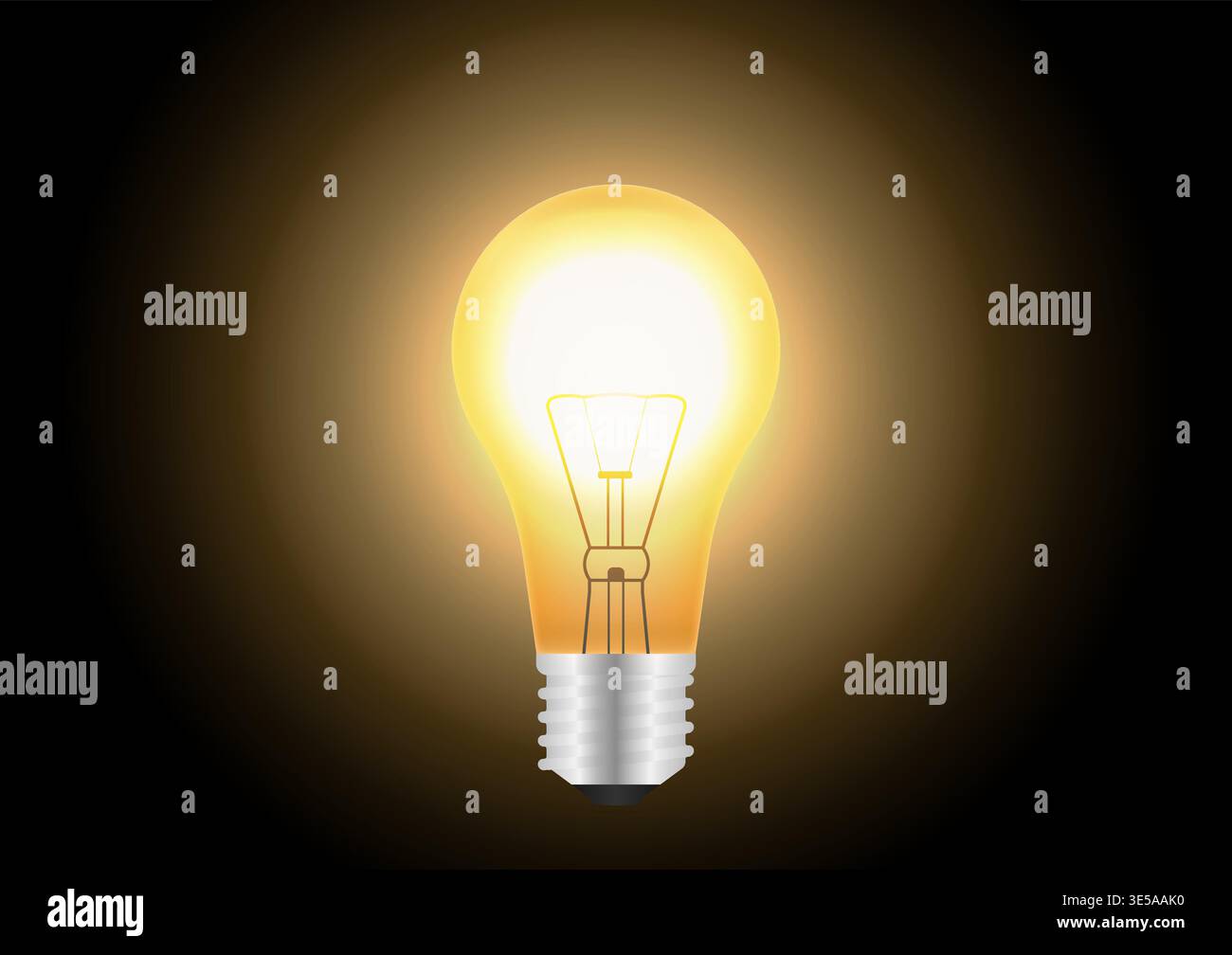 Light Bulb. Vector Illustration Isolated on Dark Background. Stock Vector
