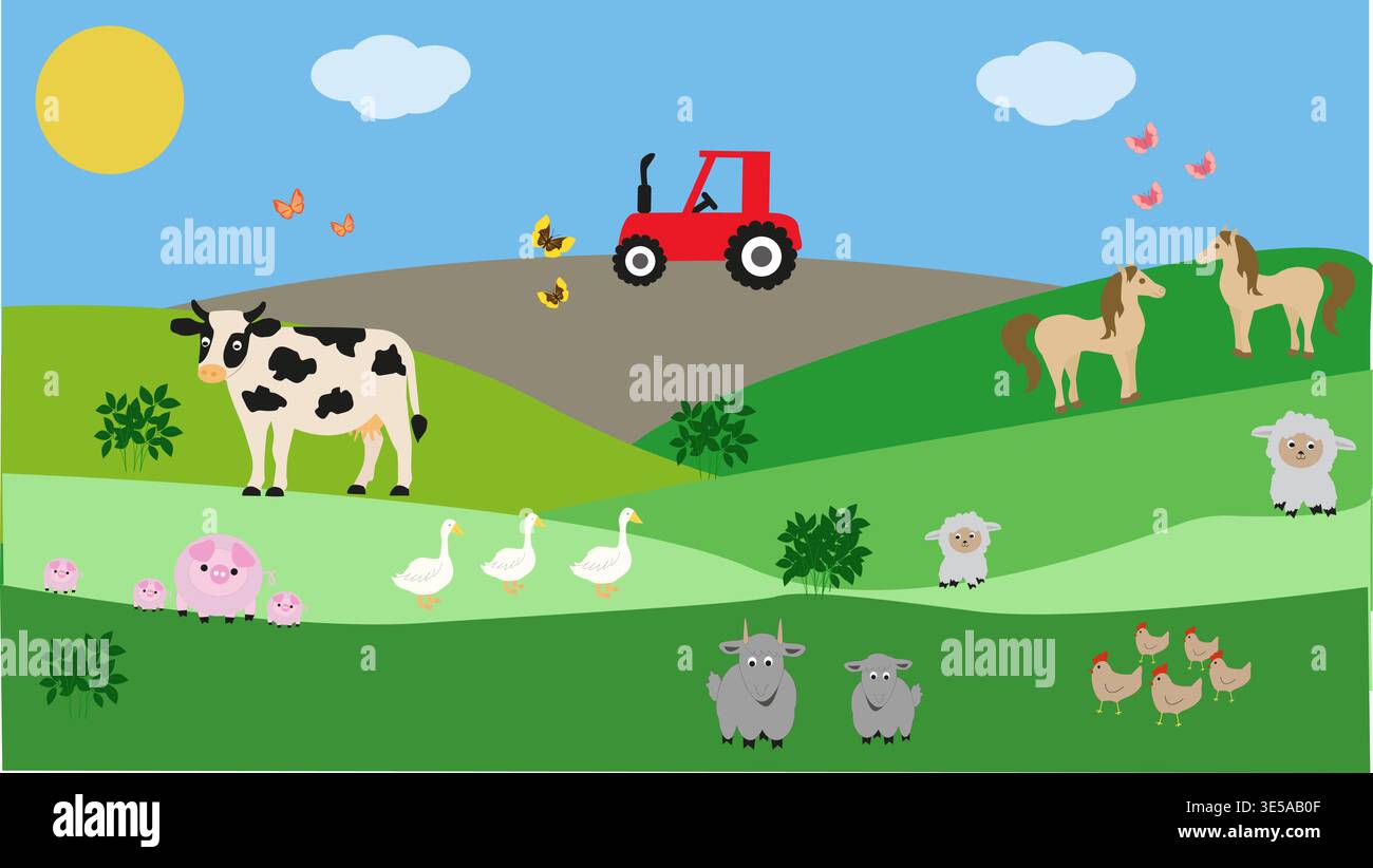 Farm animals set illustration Stock Vector Image & Art - Alamy