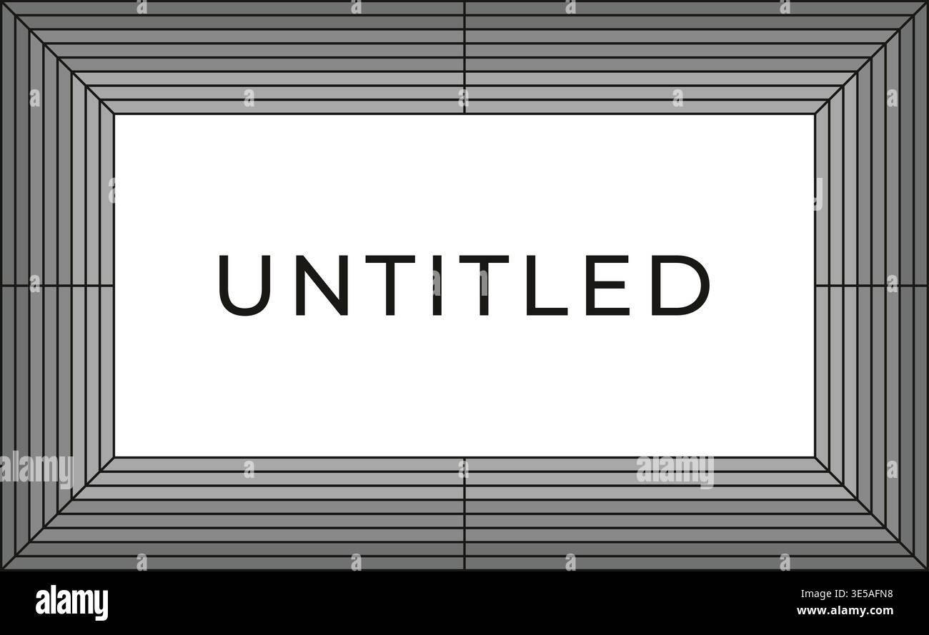 Centered untitled text displayed inside a wide rectangular frame with layered perspective border lines and a gallery style presentation. Stock Vector