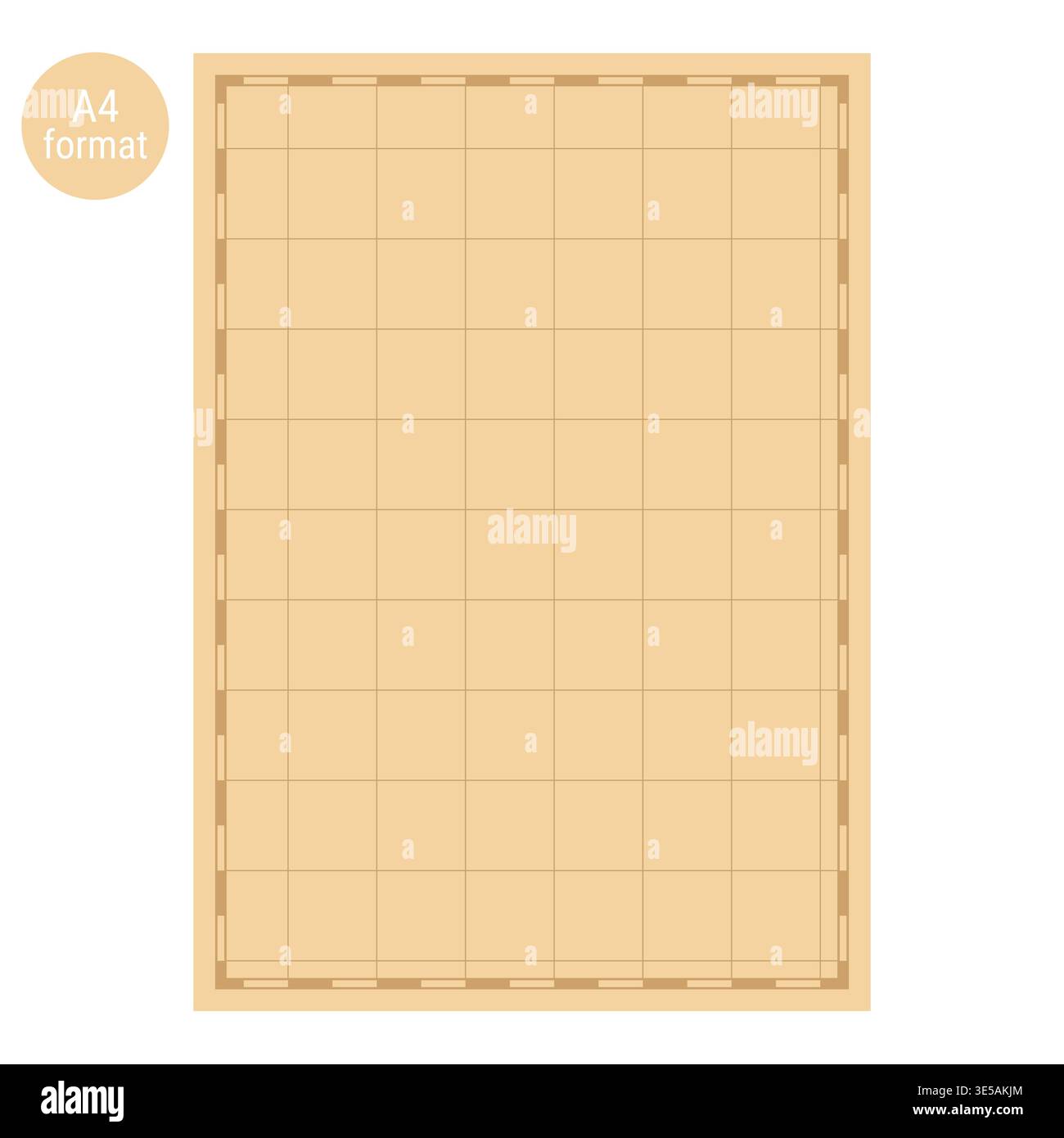 Blank A4 format vintage map grid template with dashed nautical border Stock Vector