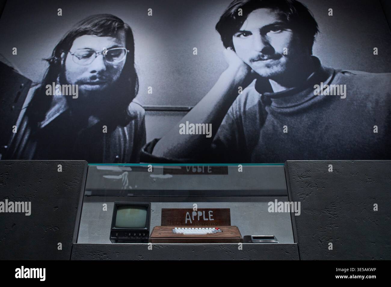 A picture of Apple founders Steve Wozniak, left, and Steve Jobs is ...