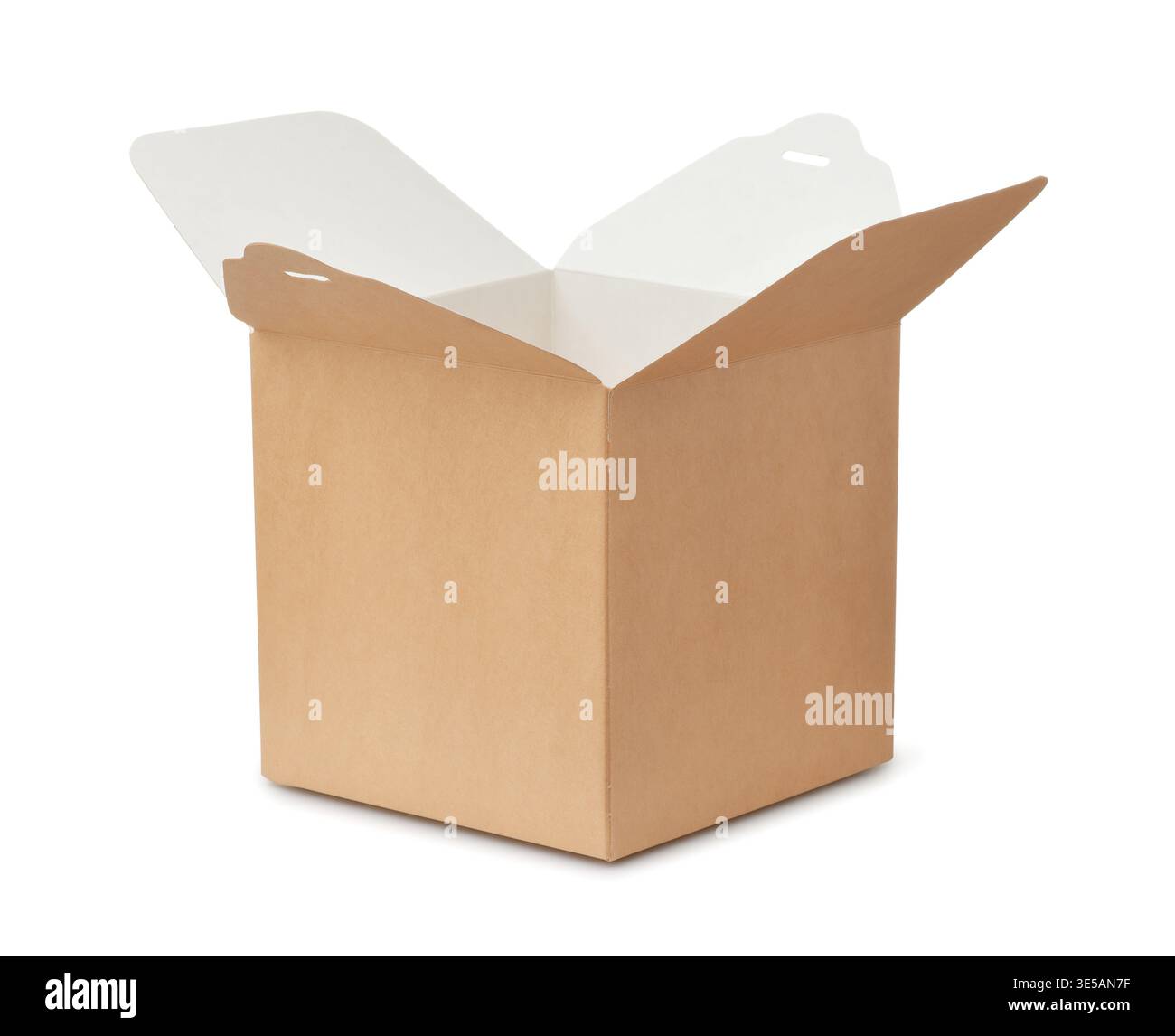 Open empty brown paper box isolated on white Stock Photo