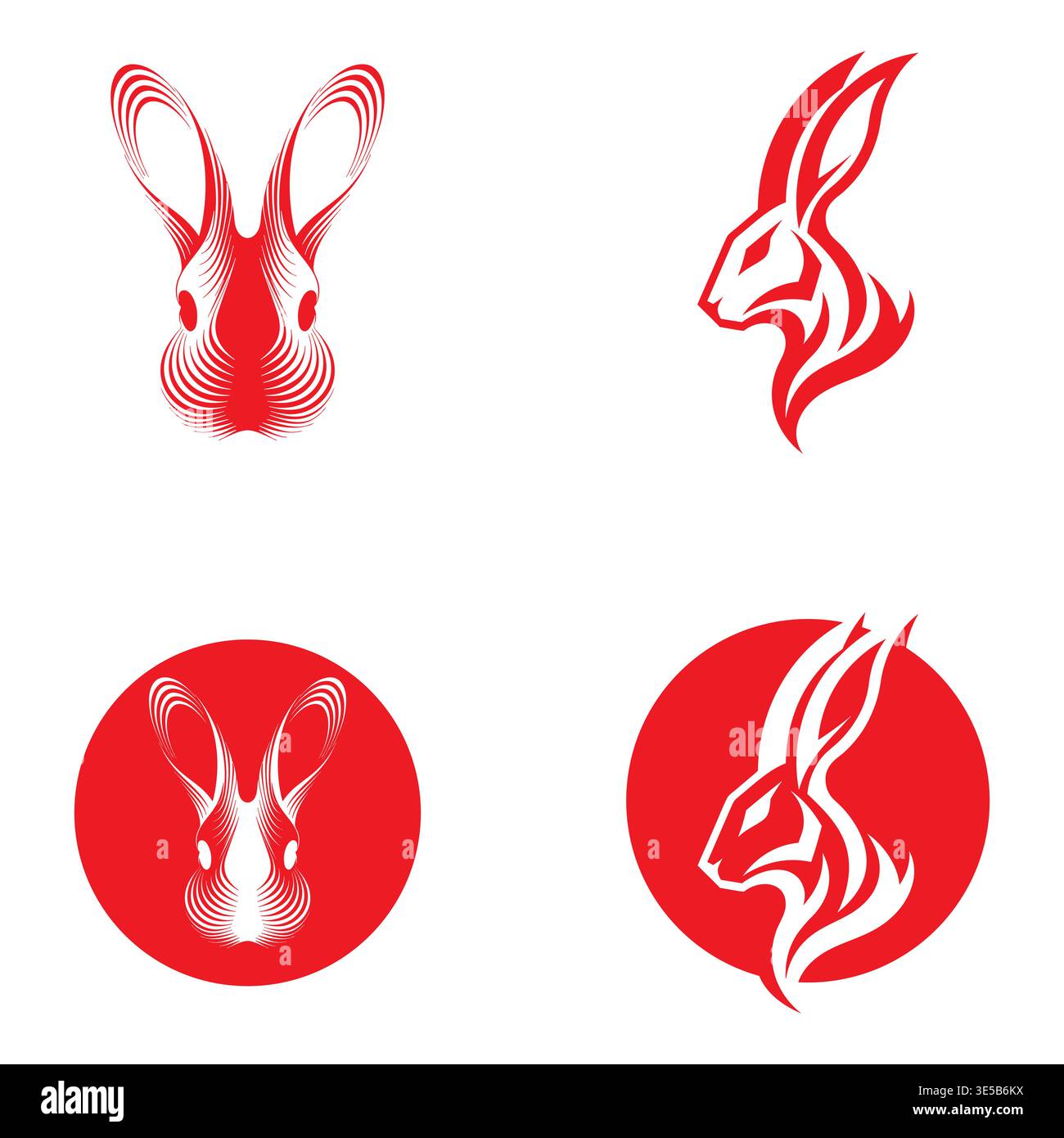 Modern Rabbit Head Logo Black Stock Vector