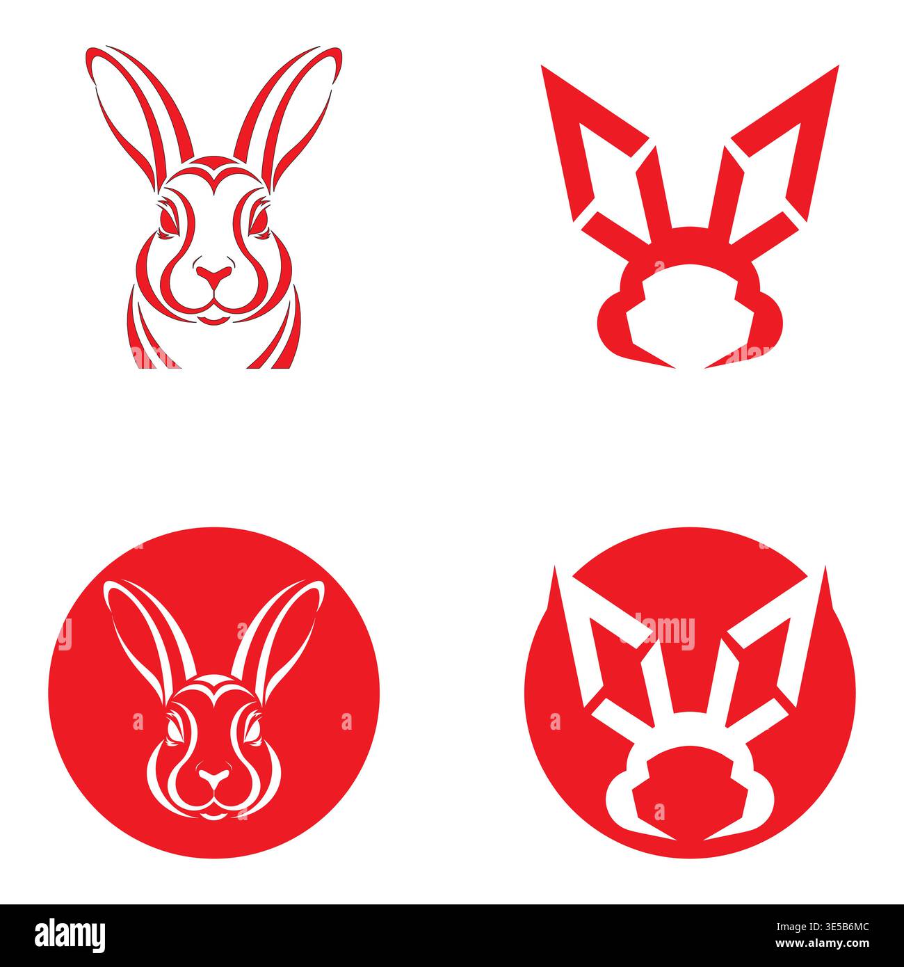 Clean Rabbit Silhouette Logo Design Stock Vector