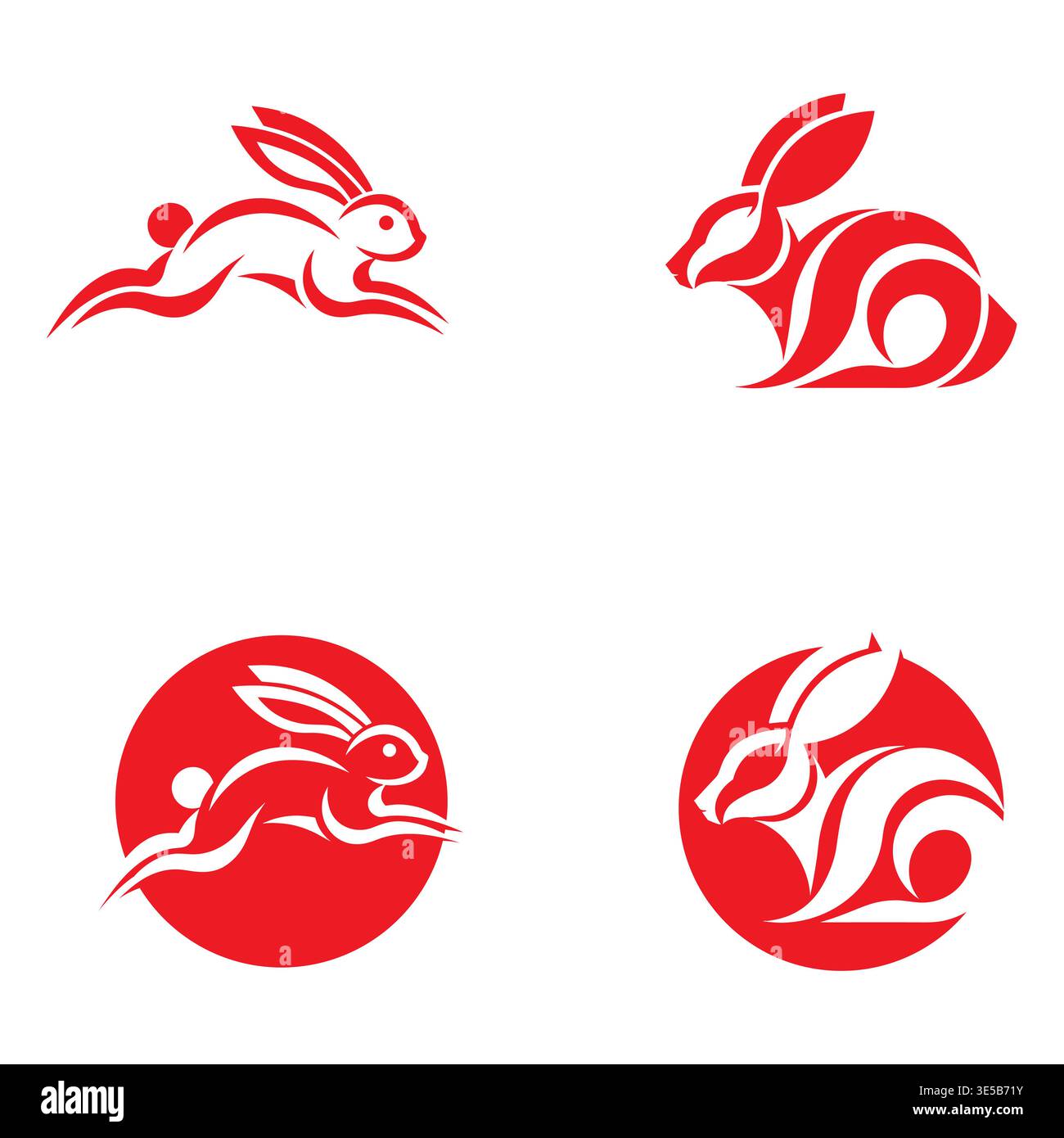 Simple Bunny Logo Clean Outline Stock Vector