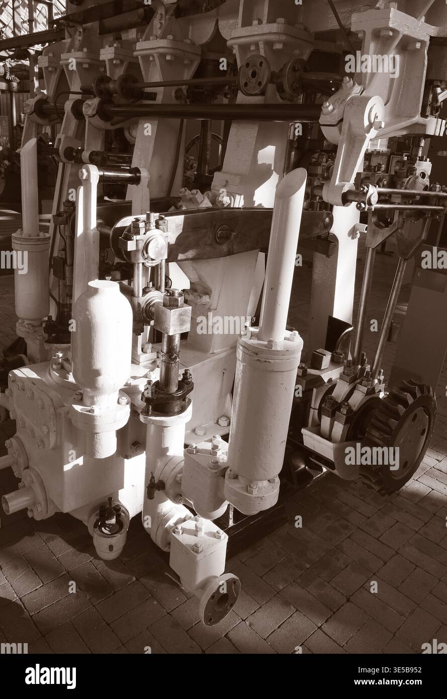 Vintage Industrial Press Machine Close-Up With Gears and Mechanical ...