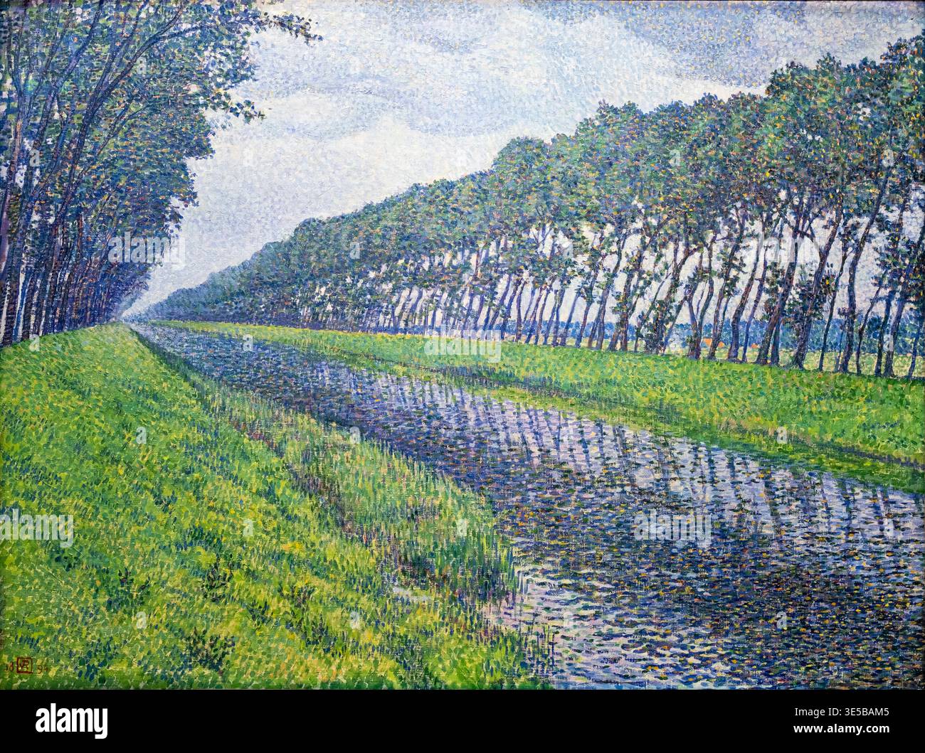 Theo van Rysselberghe, (1862 - 1926). Le Canal de Flandre par tems triste, Canal in Flanders in Gloomy weather, 1894. Oil on canvas. Stock Photo