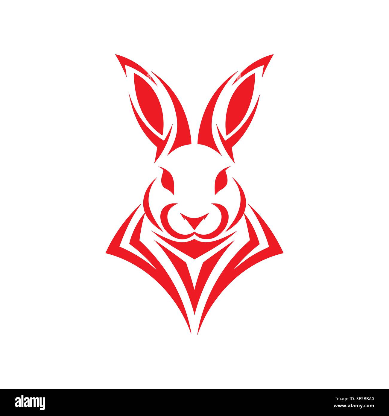 Clean Black Bunny Logo Design Stock Vector