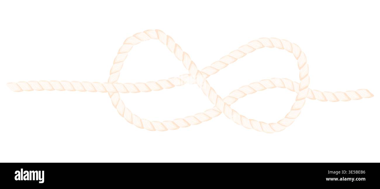 Rope brush simple decorative rope for frames and borders. Marine rope texture. Thick cord or wire element set. Vector illustration Stock Vector