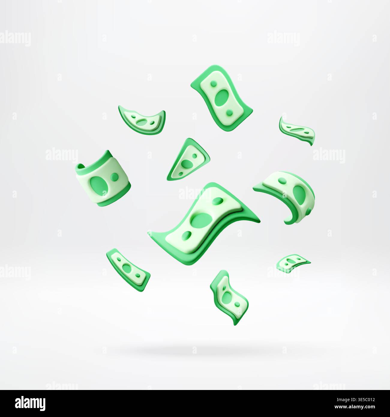 3D paper bank notes floating in air. Stock Vector