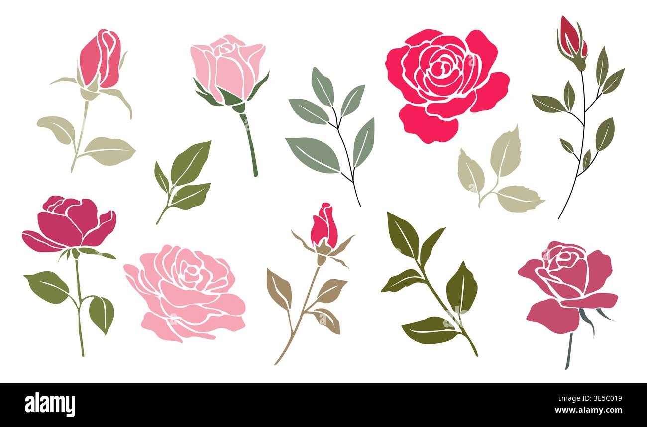 Soft pink and red roses bloom gently Stock Vector