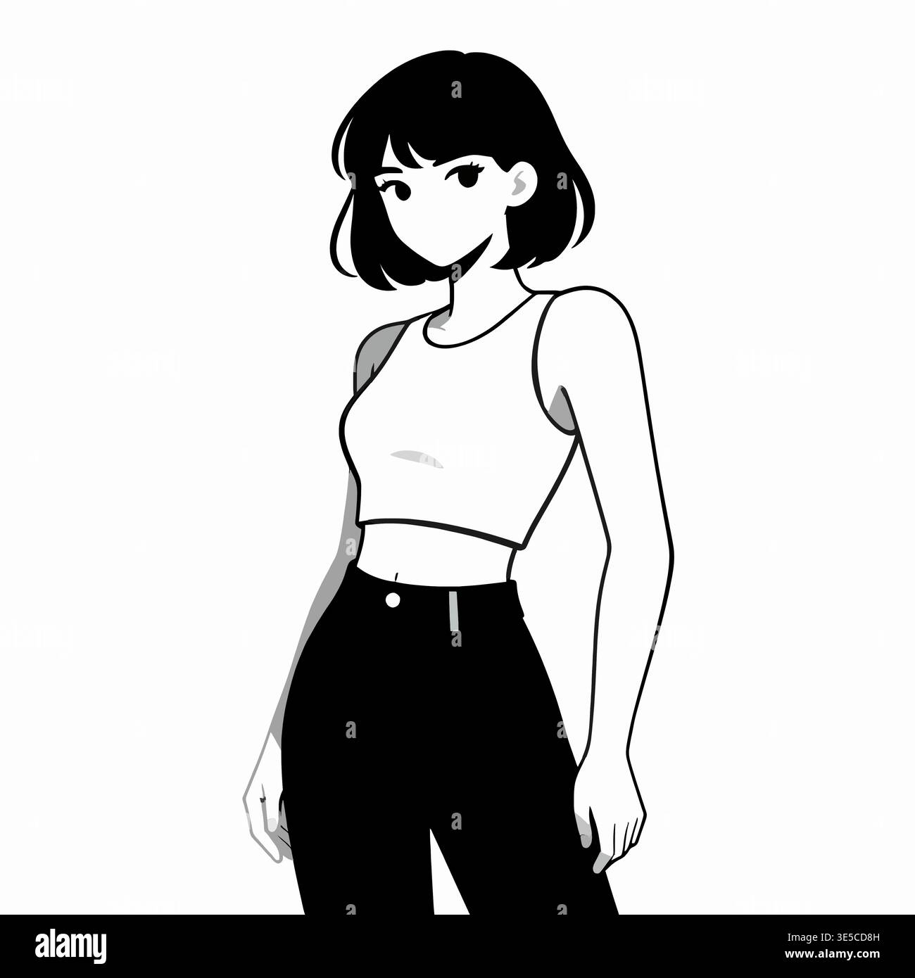 Crop top one shoulder Black and White Stock Photos & Images - Alamy