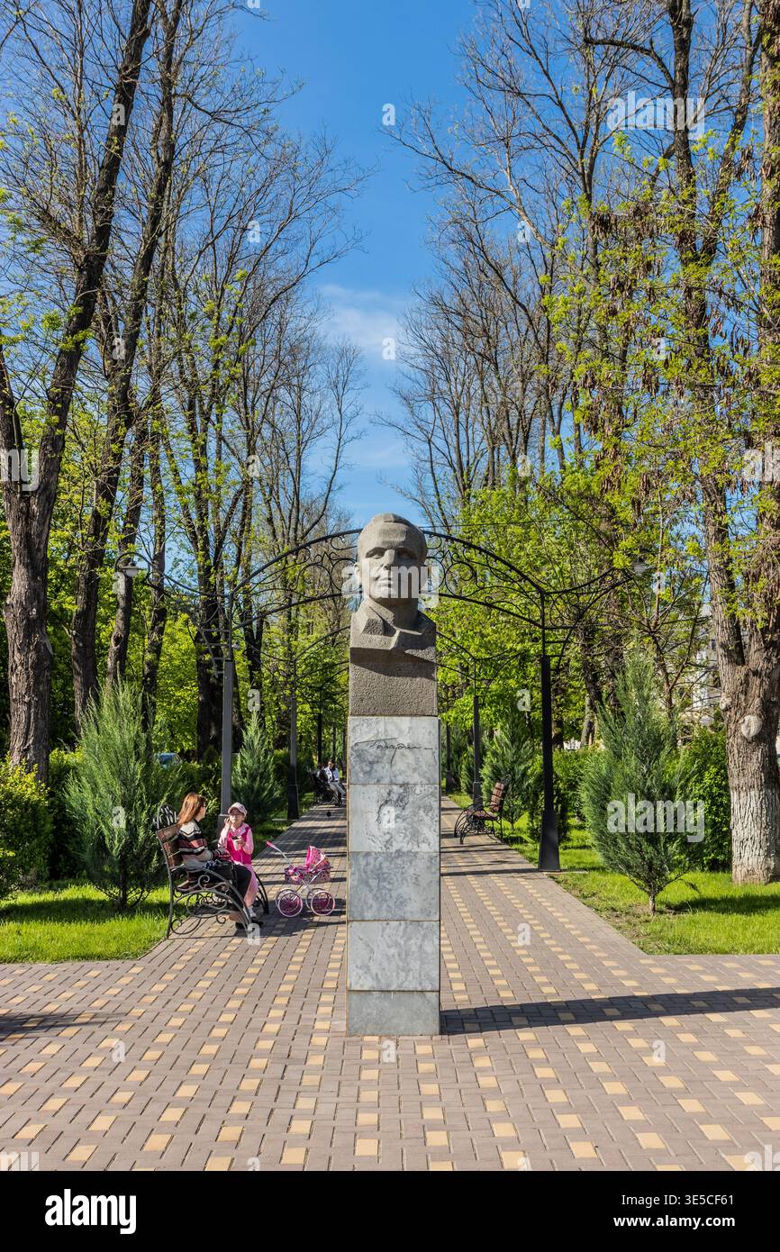 TIRASPOL, TRANSNISTRIA - MAY 3, 2023: Monument of the first cosmonaut Yuri Gagarin in Tiraspol, capital of Transnistria Stock Photo