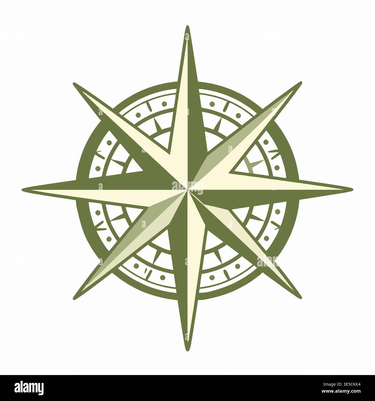 Sharp Compass A high-quality flat vector illustration of a single vintage ornamental ...