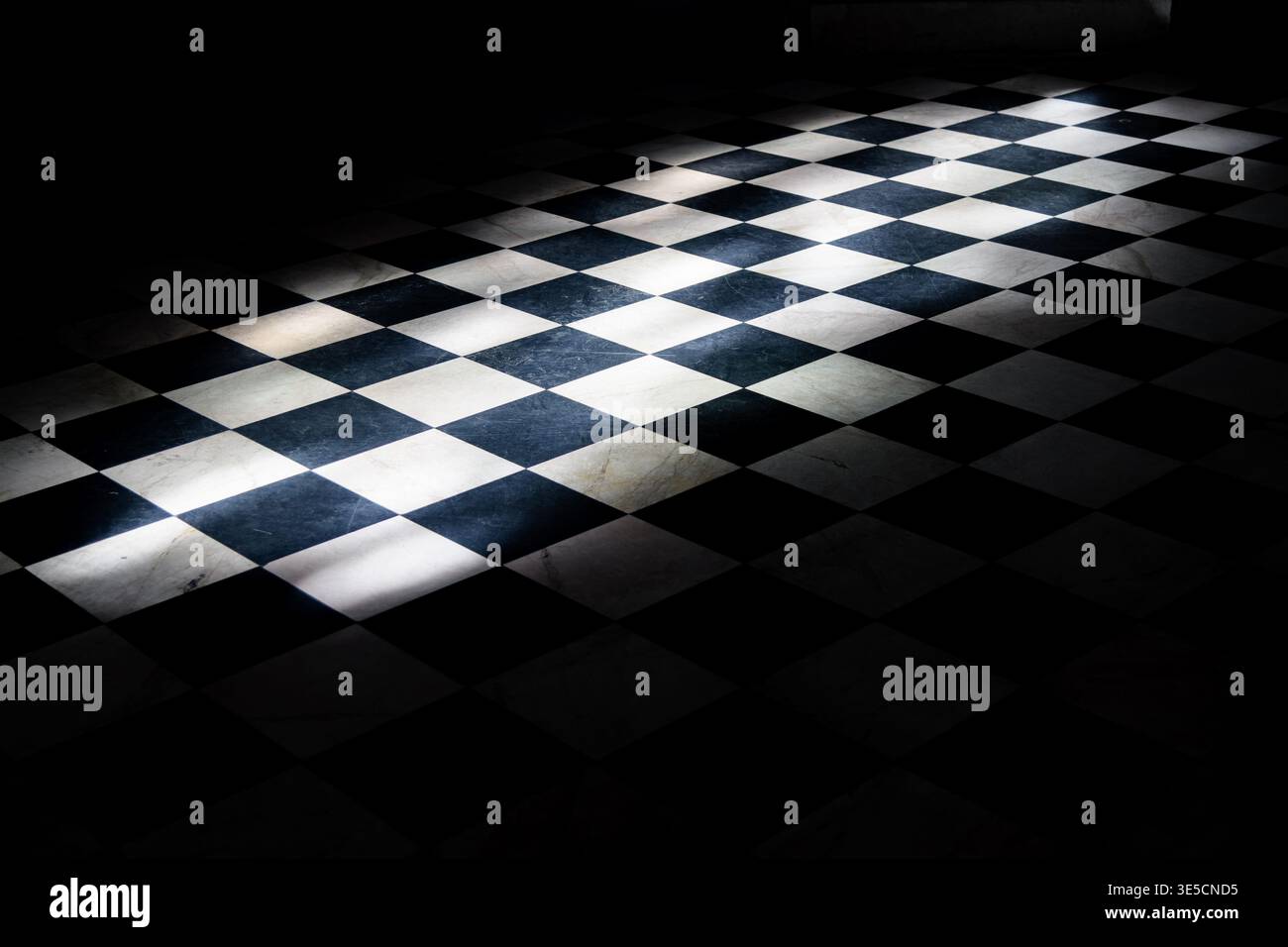 Black and white checkerboard floor Stock Photo