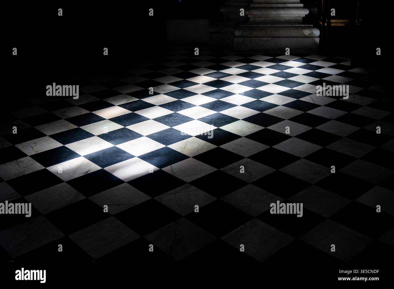 Black and white checkerboard floor Stock Photo