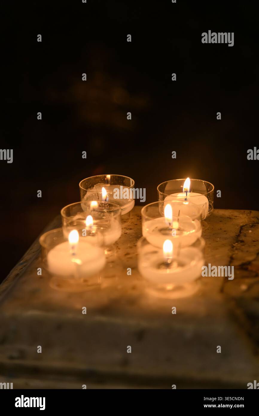 Memorial, votive candles Stock Photo