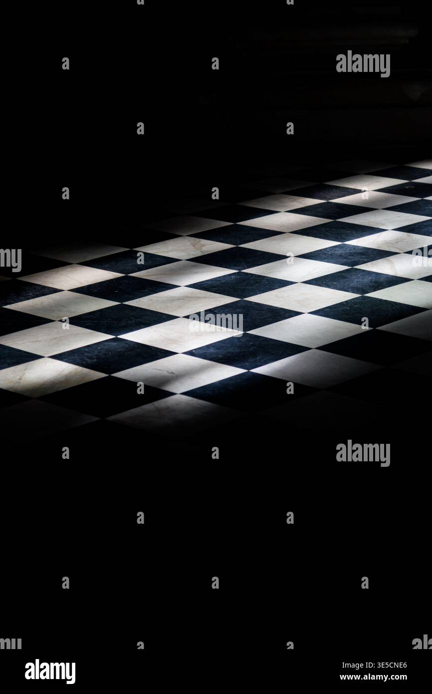 Black and white checkerboard floor Stock Photo
