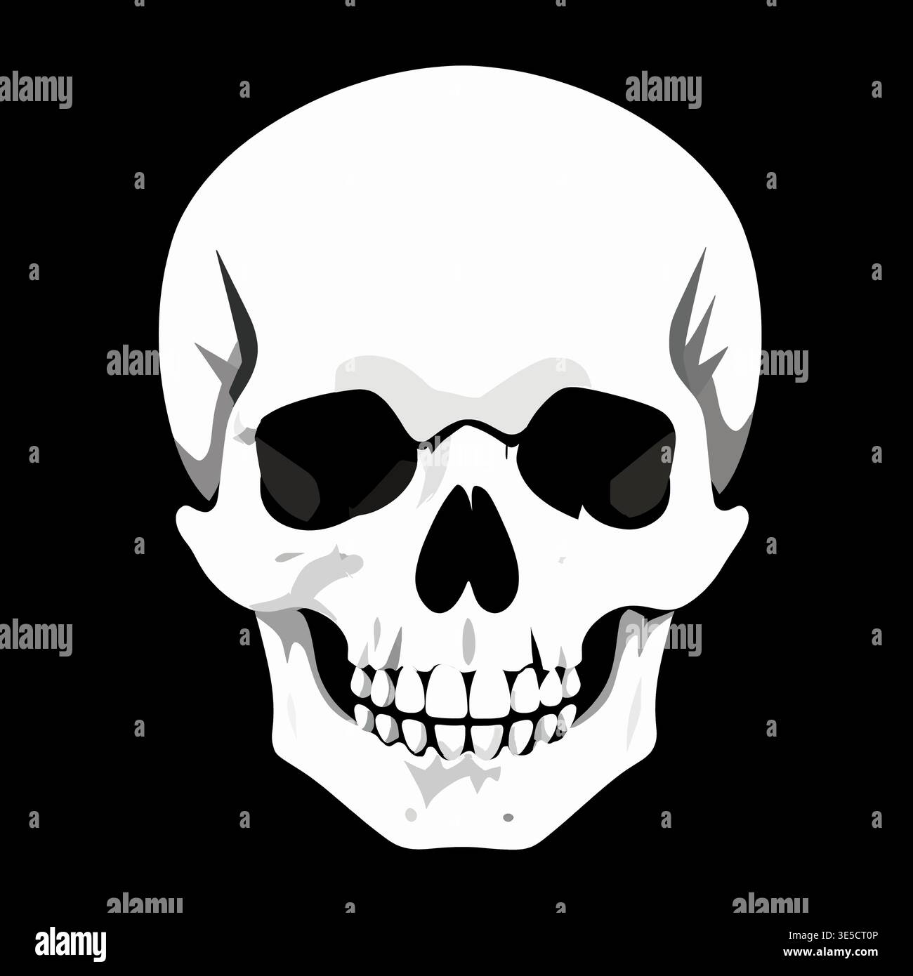 A sharp, jagged skull graphic designed in a classic death metal ...