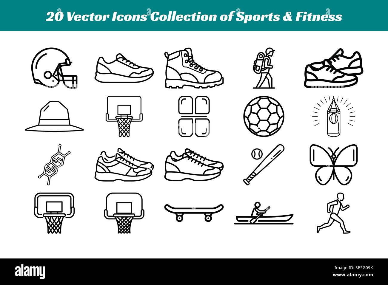 This image displays a set of twenty vector icons representing various ...