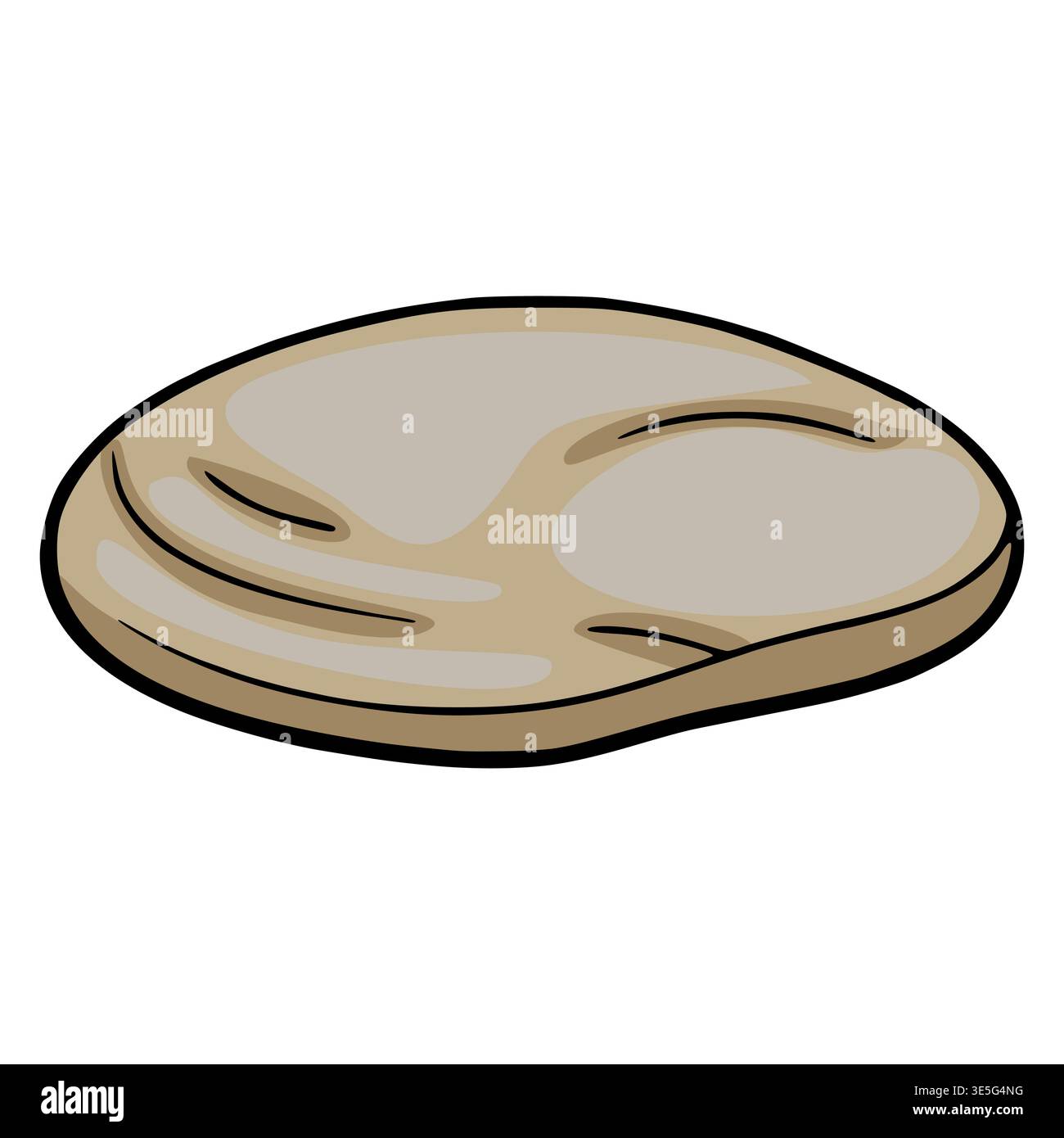 Flat, smooth, rounded stone vector illustration with subtle shading and ...