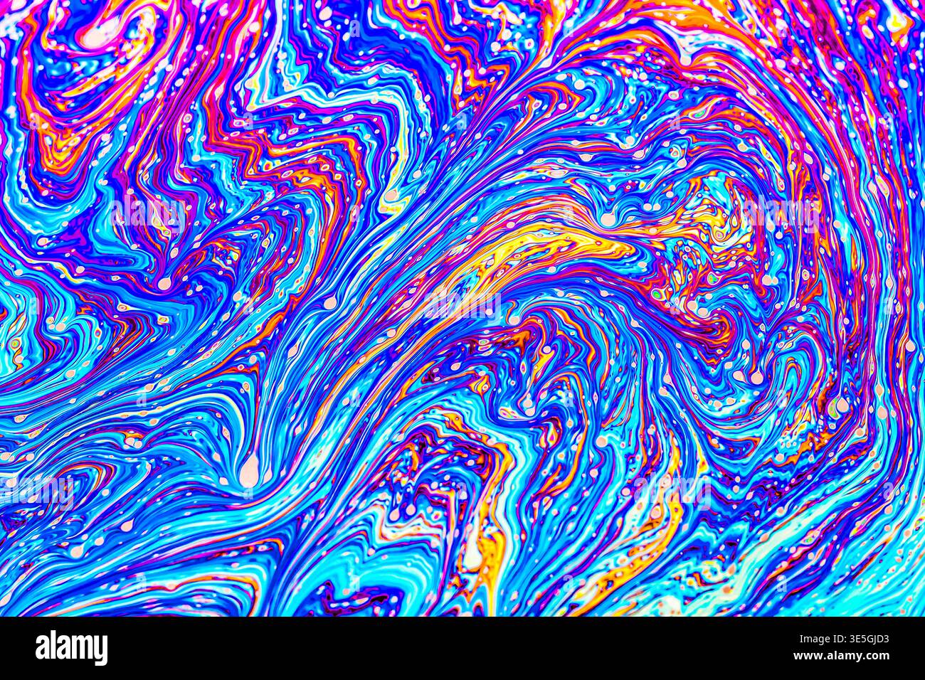 Close up on a soap bubble with random abstract forms and colors for background Stock Photo