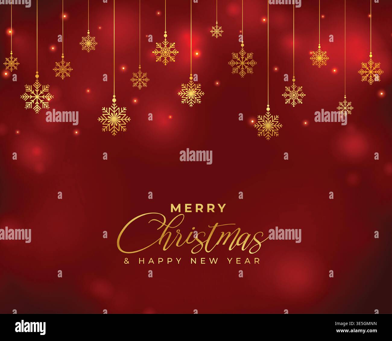 nice red merry christmas snowflakes golden greeting design Stock Vector