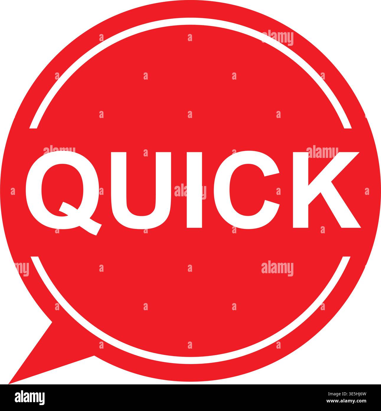 Quick Speech Bubble Icon Red Round Badge – Fast Service Label Vector Illustration Stock Vector