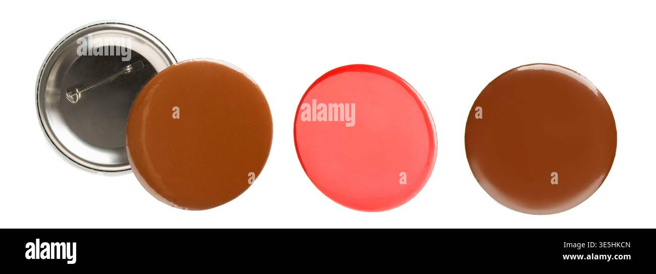 Three blank button badges isolated on white, set Stock Photo