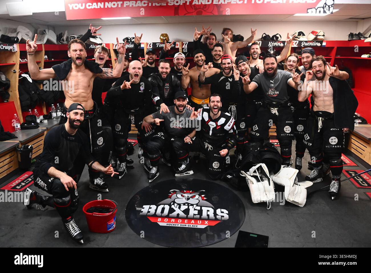Team of Boxers de Bordeaux during the Synerglace Ligue Magnus match ...