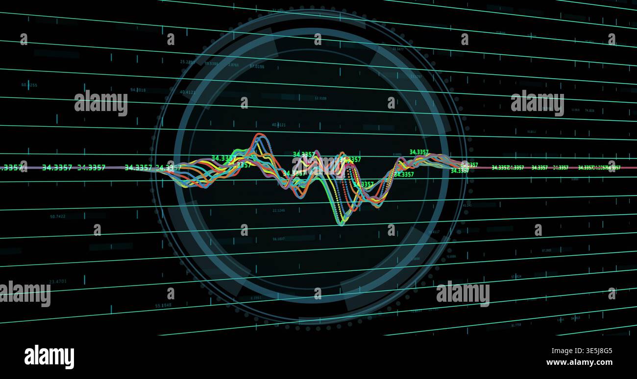 Displaying multicolored waveform with 34 Stock Photo