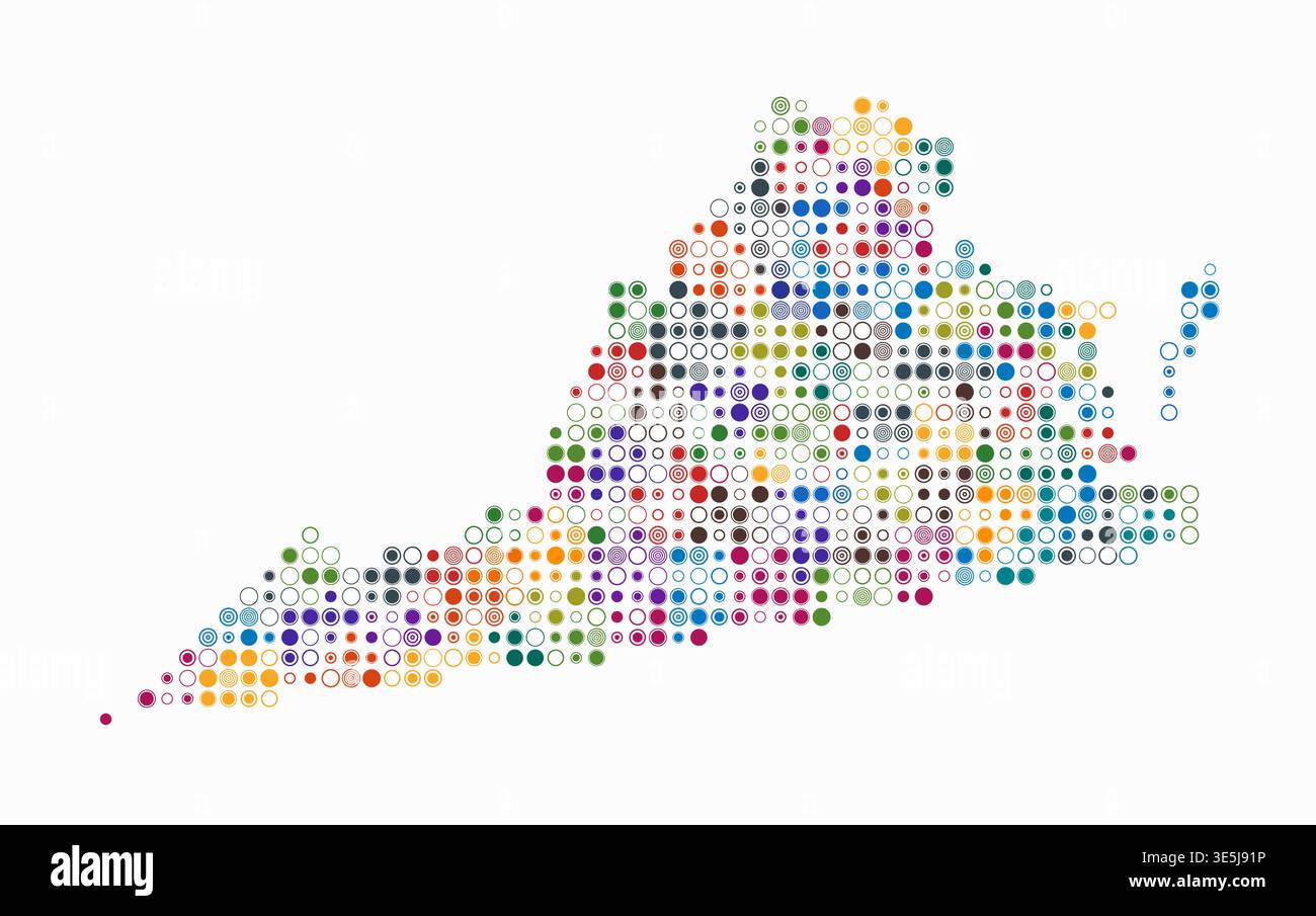 Virginia Map Shape File Virginia, shape of the state built of colored cells. Digital style map ...