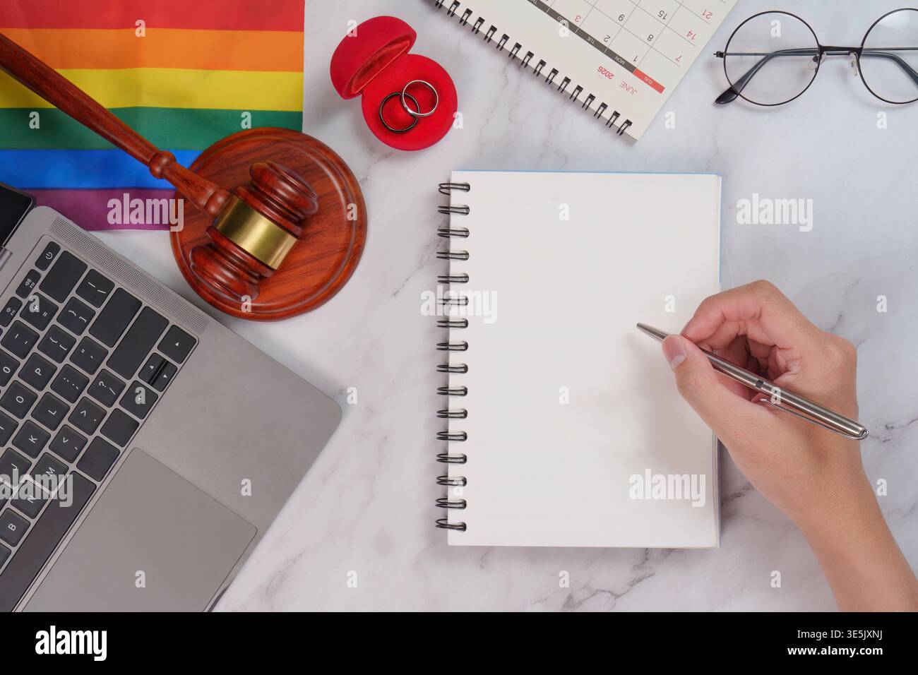 LGBTQ Advocacy and Planning Workspace Stock Photo
