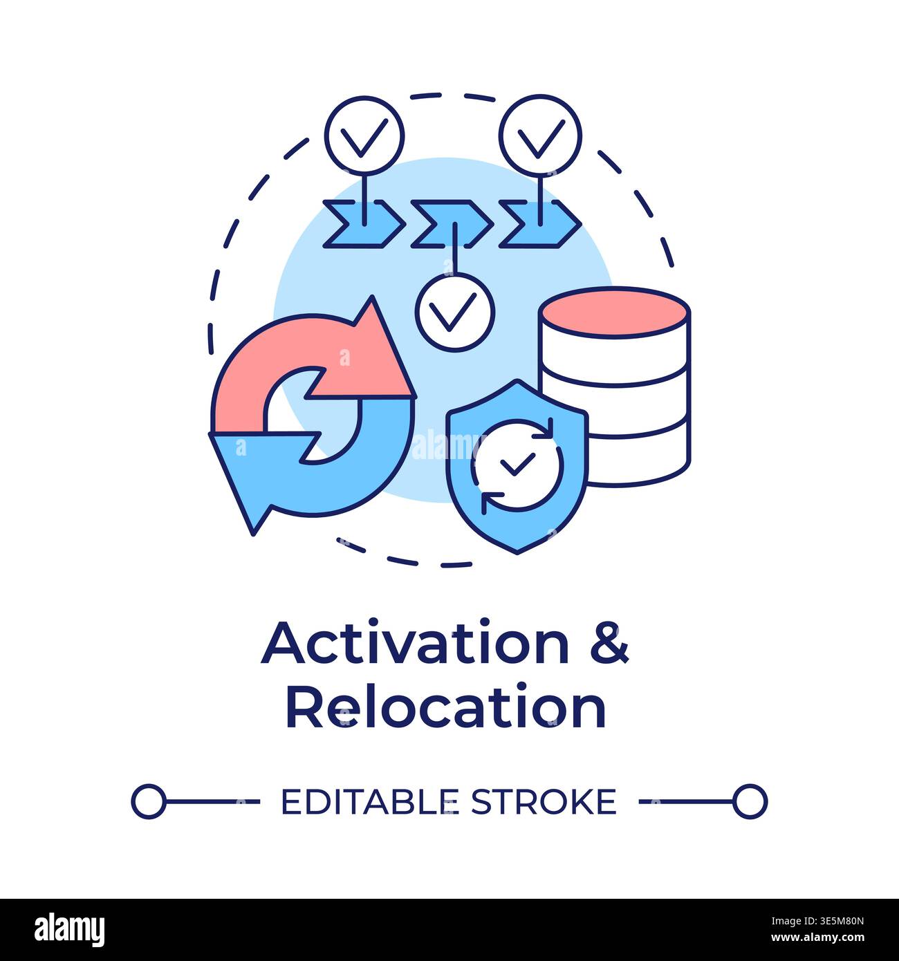 Activation and relocation multi color concept icon Stock Vector