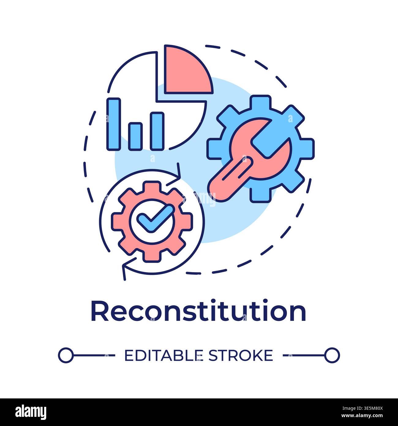 Reconstitution multi color concept icon Stock Vector