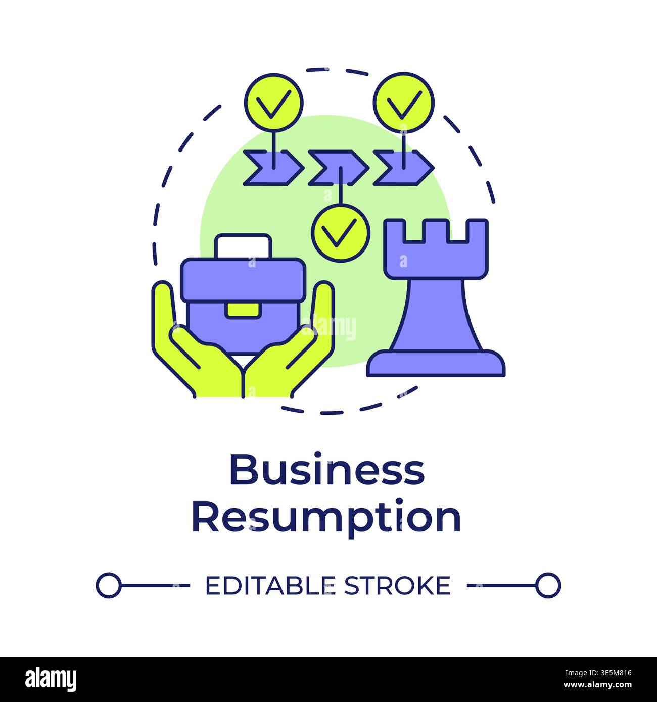 Business resumption multi color concept icon Stock Vector